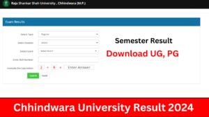 Chhindwara University Result 2024 (Out) CUC UG & PG, BA, BSc, BCom, Result & Marksheet @cuc.ac.in: