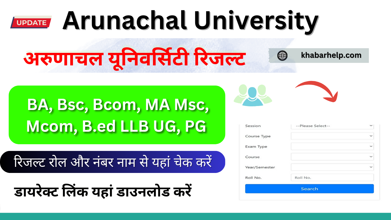 Arunachal University Result 2024: {Direct link} check arunachaluniversity.ac.in BA, BSC, BCOM, MA, MSC, MCOM, Results Available: