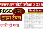 Rajasthan Board 12th Time Table 2025