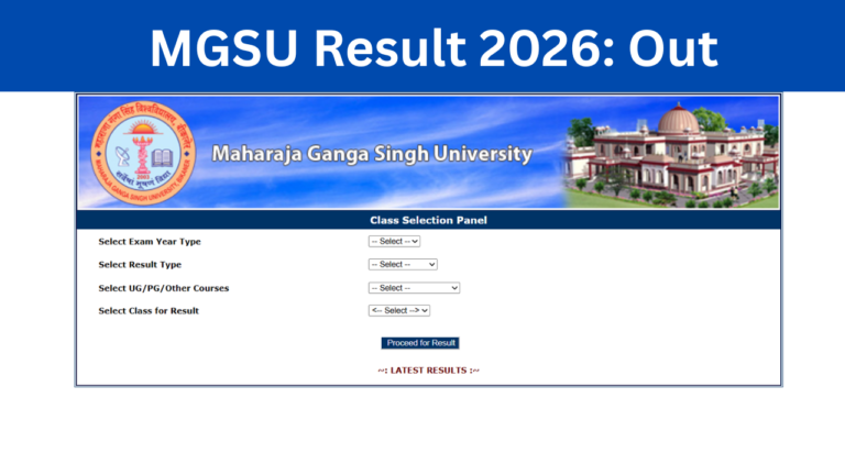 MGSU Result 2026: Out at mgsubikaner.ac.in BA B.sc B.com UG and PG Marksheet 2026