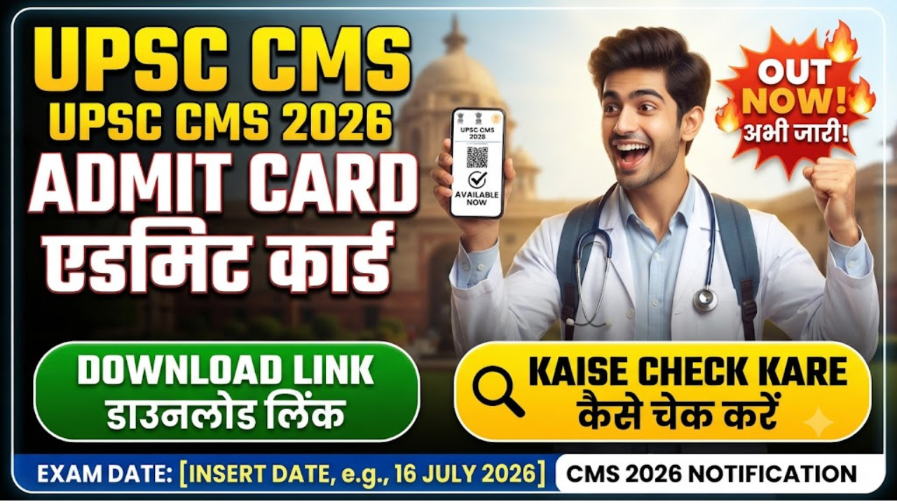 UPSC CMS Admit Card 2026: यूपीएससी सीएमएस एडमिट कार्ड 2026 जारी, डाउनलोड लिंक, परीक्षा तिथि