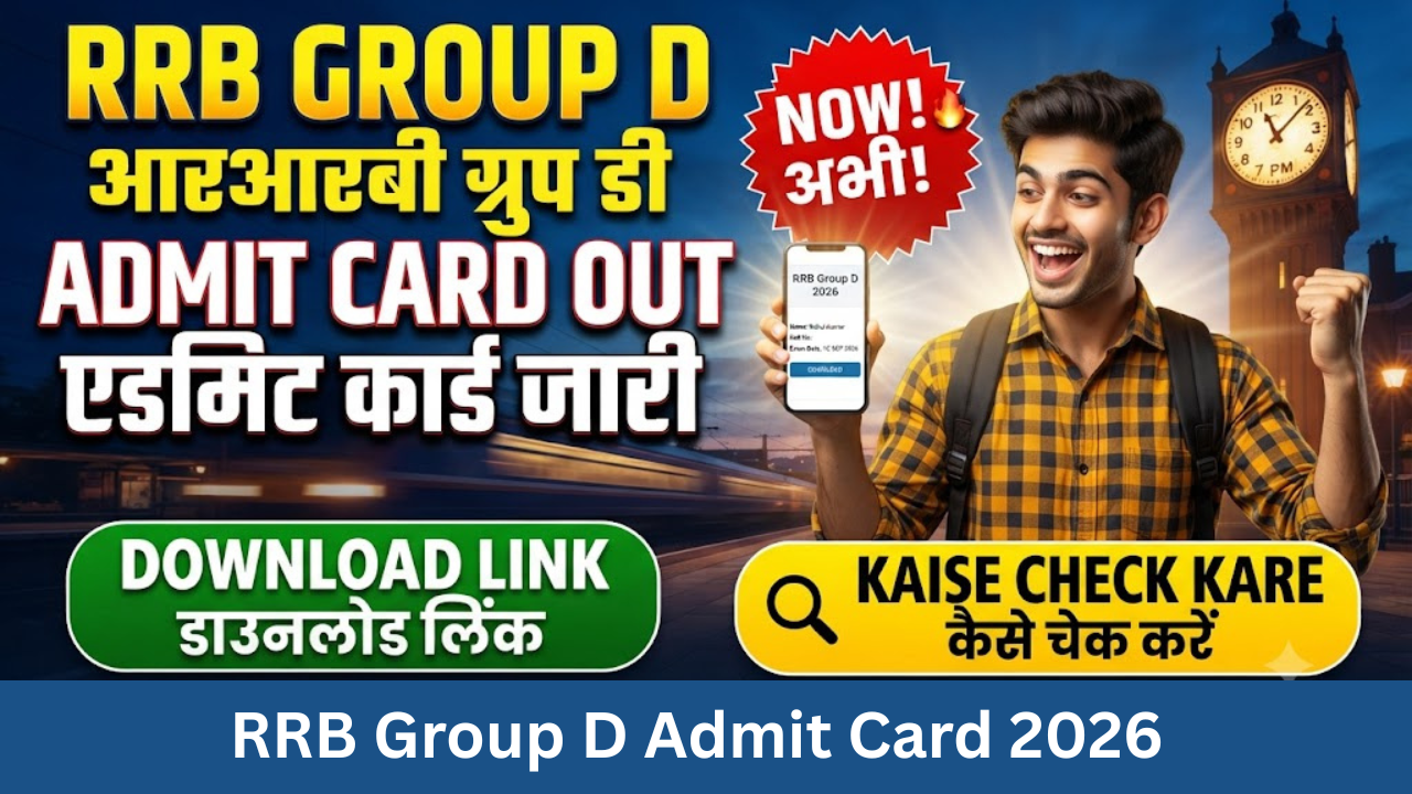 RRB Group D Admit Card 2026: रेलवे ग्रुप डी एडमिट कार्ड 2026 जारी, डाउनलोड लिंक, परीक्षा तिथि 2026